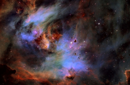 Globules in the Running Chicken Nebula - space, fun, stars, cool, galaxy, nebula