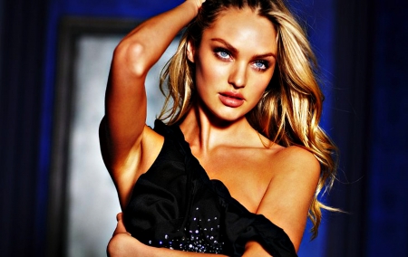 Candice Swanepoel - woman, girl, blue, candice swanepoel, black, model, blonde