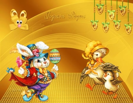 Easter Greetings - eggs, rabbit, artwork, colors, festive