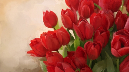 Tulips - art, background, red, tulips, flower