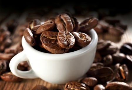 Coffee Beans - close up, coffee, cups, grain, coffee bean, cup, coffee beans