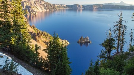 Lake - nature, lake, forest, island, crater