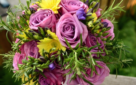 Happy Mother's Day! - yellow, spring, flower, pink, bouquet, 8, green, rose, mother, day