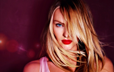 Candice Swanepoel - blue, girl, eyes, blonde, pink, red, woman, model, Candice Swanepoel