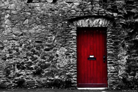 Red and Black - two colors, door, wall, red and black