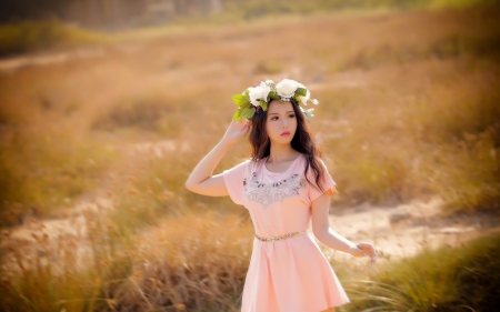 oriental - beauty, oriental, flowers, girl