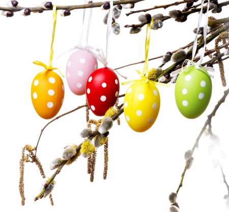 Easter Time - eggs, easter, decoration, spring, willow, happy