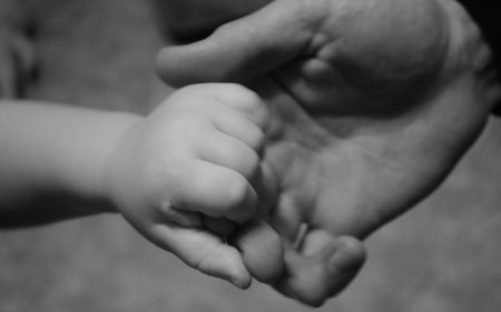 Happy Father's Day! - day, child, black, white, father, baby, man, hand, happy