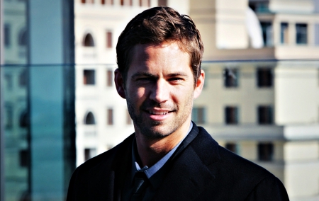 Paul Walker - building, man, blue, actor, city, black, paul walker