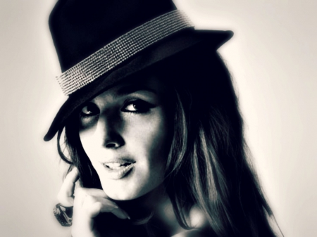 Paz Vega - woman, actress, girl, hat, black, model, white, face, paz vega