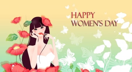 * Happy Women's Day * - lady, girl, make up, march 8, lipstick, beautiful, flowers, spring