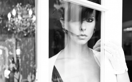 Jennifer Love Hewitt - white, woman, actress, jennifer love hewitt, window, girl, black