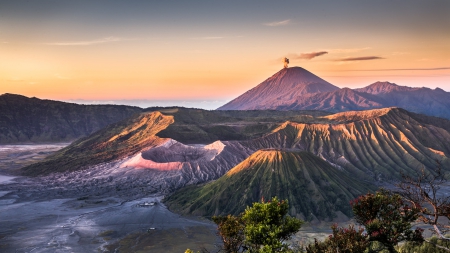 mount bromo volcano in indonesia hdr - volcano, mountain, eruption, hdr, moonscape, ash