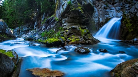 river falls in rainier np in washington hdr