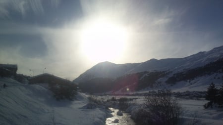 rivers for good wishes for ski sport in italian alps... ... - forces of natura, river, rainbow, sunshine, mountain, sky