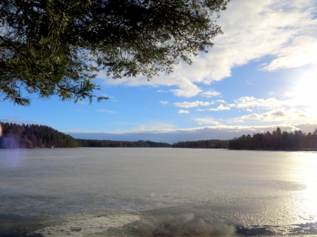 Lake - ice, lake, spring, water