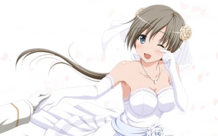 Chitose The Bride - love, wedding, tears, necklace, bride, crying, kantai collection, chitose, petals, beautiful, romance, anime, wedding gown