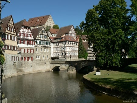 Untitled Wallpaper - town, druffix, skyline, nice town, buildings, cityscape, river, germany, historic, old, hall, panorama, old town, schwaebisch hall