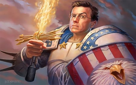 Colbert - The Defender of America - patriot, stephen colbert, patriotic, colbert nation, steven colbert, colbert, america, the defender