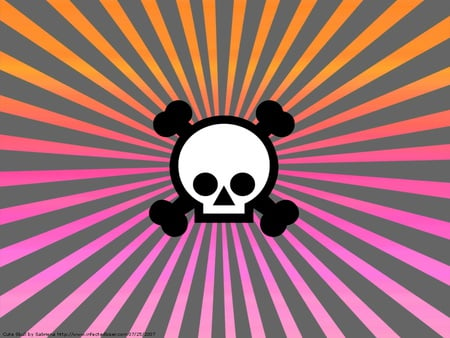 The Cutest Little Skull Ever - color burst, skull, cross bones