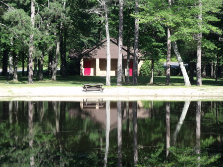 Beach House - house, trees, water, reflection