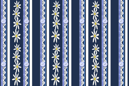 Blue daisy stripes - buttons, stripes, lace, dark blue, flowers, daisy