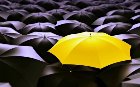 Be Unique - Umbrella, Yellow, Black, Abstract