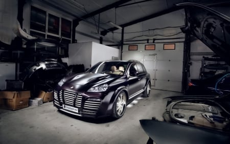 porsche cayenne in a garage hdr - shine, purple, garage, car, hdr