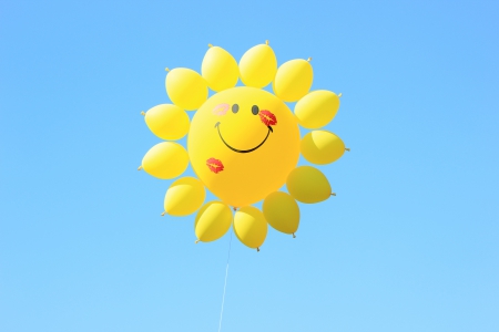 Special Sun - kissing, sky, balloons, smiling