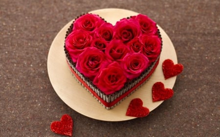 Red heart roses - love, care, gift, red