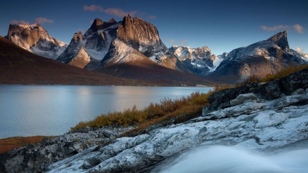 beautiful lake - mountains, lake, shore, rocks