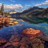 beautiful clear mountain lake hdr