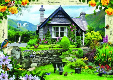 â˜…LakeLand Cottageâ˜… - sailboats, animals, flying birds, spring, creative pre-made, cottages, lakes, architecture, paintings, birds, butterflies, gardening, digital arts, cabins, love four seasons, seasons, flowers, butterfly designs, drawings