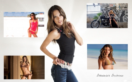 Alessandra Ambrosio Collage - collage, brunette, model, bikini