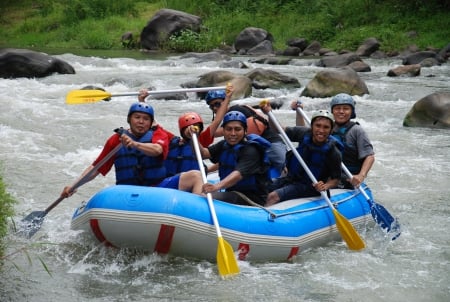 Ello Rafting Adventure in Central Java Indonesia - We can swimming and fishing in this river, This adventure for all age not dangerous, Ello rafting located in Ello River Magelang, Magelang in Central Java Indonesia