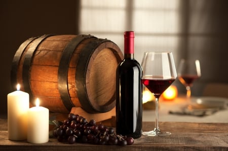 Wine and Candles - beauty, candle, glass, candles, romance, splendor, wine, red wine