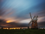 beautiful windmill at sunset