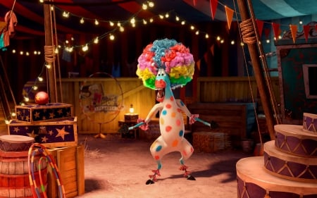 Marty - zebra, marty, funny, chris rock, rainbow hat, clown, animation, dots, circus, madagascar, lights