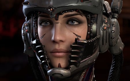 Cyborg girl - game, fantasy, woman, helmet, girl, cyborg