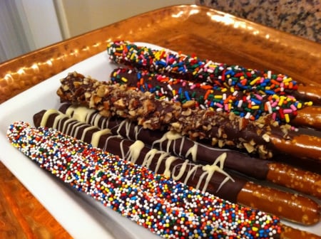 Chocolate covered pretzels - fun, yummy, entertainment, cool, pretzels, foods