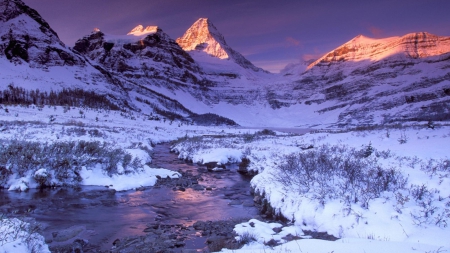 mountain brook in winter - sunshine, winter, mountains, brook, rocks