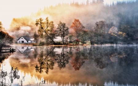 Lake - lake, house, wonderful, trees