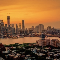 view of nyc from brooklyn at sunset hdr