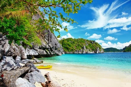 Vacation Time - sky, beach, blue, summer, sand, sea, coast