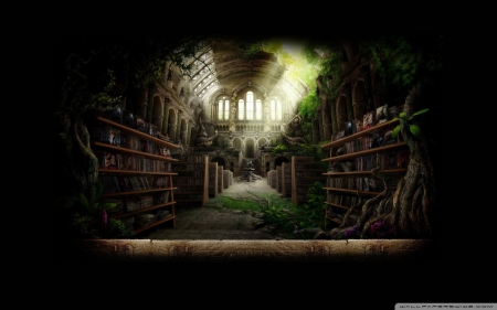 ENTER THE LIBRARY - FANTASY, LIBRARY, NATURE, ENTER