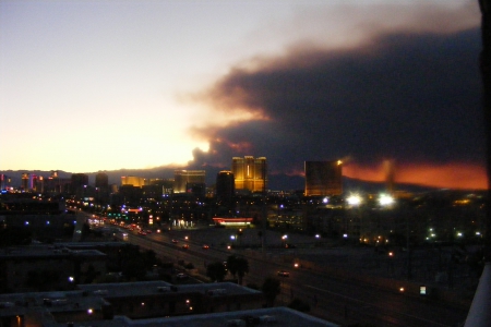 __Las Vegas Strip Brush Fire_July_2013__ - las vegas strip, architecture, skyline, brush fire