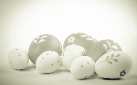 Easter - two colors, black and white, happy life, happy easter, eggs