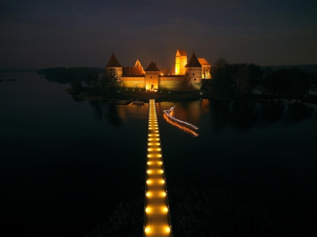 Trakai - baltic states, castles, lithuania, nature, trakai, castle, lights, landscapes, long