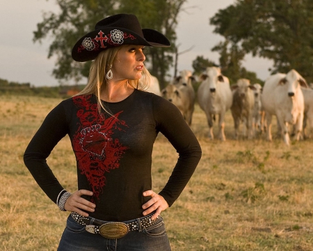 Cowgirl Rancher - girls, women, fun, farm, female, cowgirls, hats, rodeo, country, western, cows, blondes, ranch