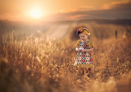 Little Girl - love, princess, beauty, adorable, sunset, child, nature, cirl, beautiful, splendor, grass